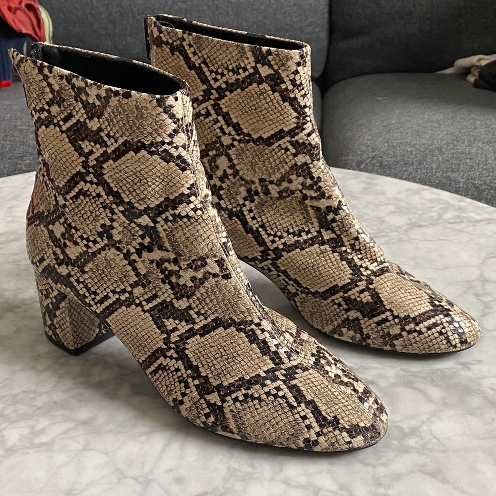 Mango Snakeskin Pattern Ankle Boots - image 1